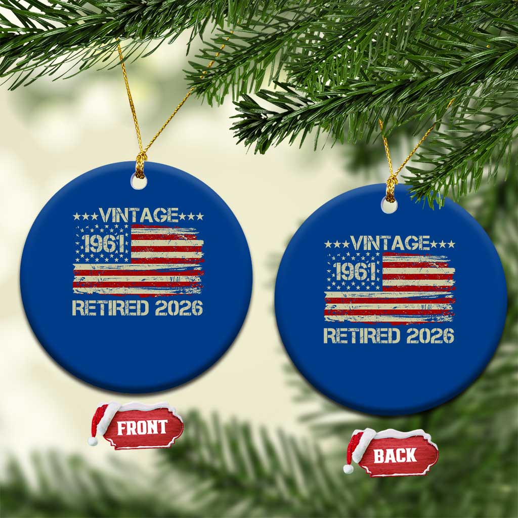 65th Birthday Retirement Ceramic Ornament Vintage 1961 Retired 2026 American Flag TS11 1pc Blue Print Your Wear
