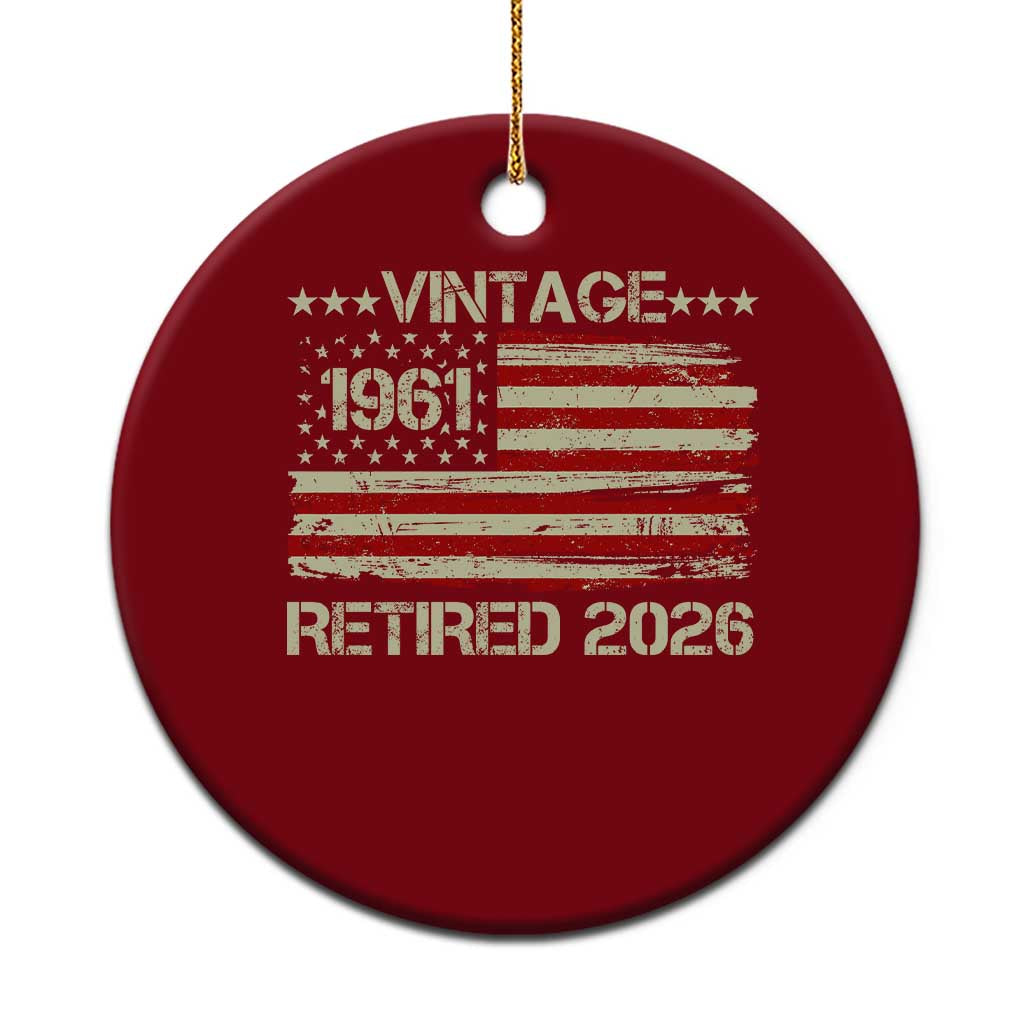 65th Birthday Retirement Ceramic Ornament Vintage 1961 Retired 2026 American Flag TS11 1pc Red Print Your Wear