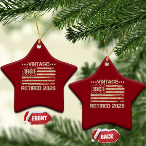 65th Birthday Retirement Ceramic Ornament Vintage 1961 Retired 2026 American Flag TS11 Print Your Wear