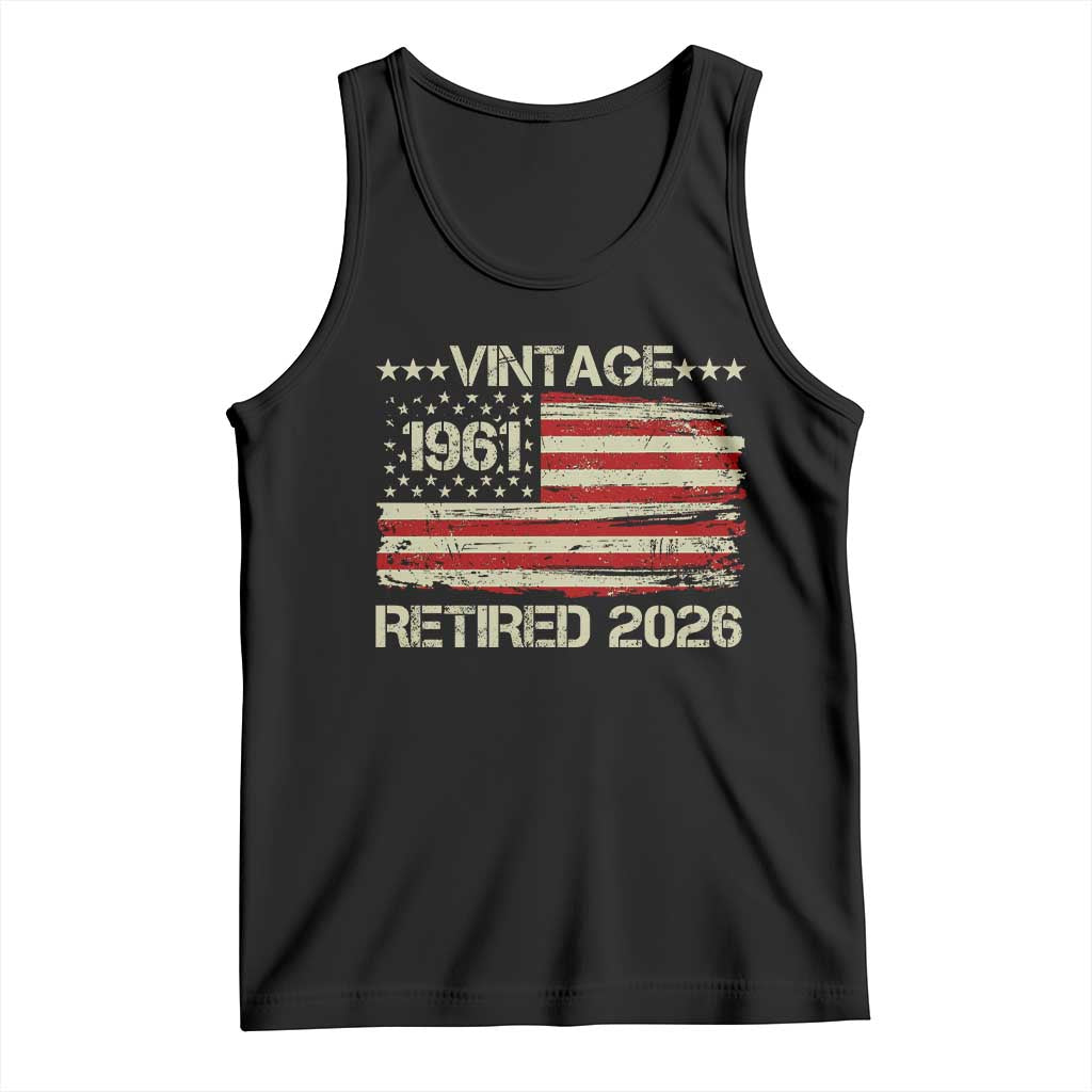65th Birthday Retirement Tank Top Vintage 1961 Retired 2026 American Flag TS11 Black Print Your Wear