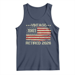 65th Birthday Retirement Tank Top Vintage 1961 Retired 2026 American Flag TS11 Navy Print Your Wear