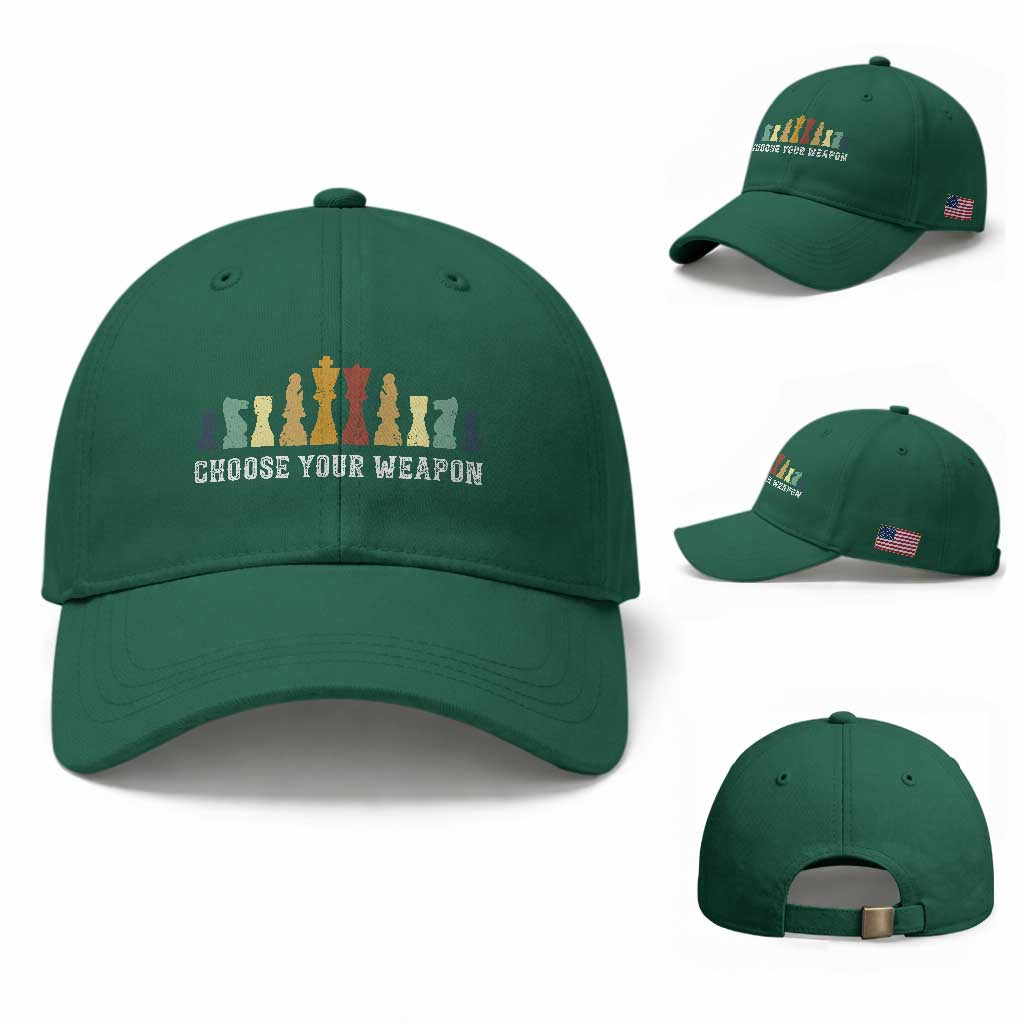 Chess Lover Baseball Cap Choose Your Weapon Retro Vintage TS11 Baseball Cap Universal Fit Irish Green Print Your Wear