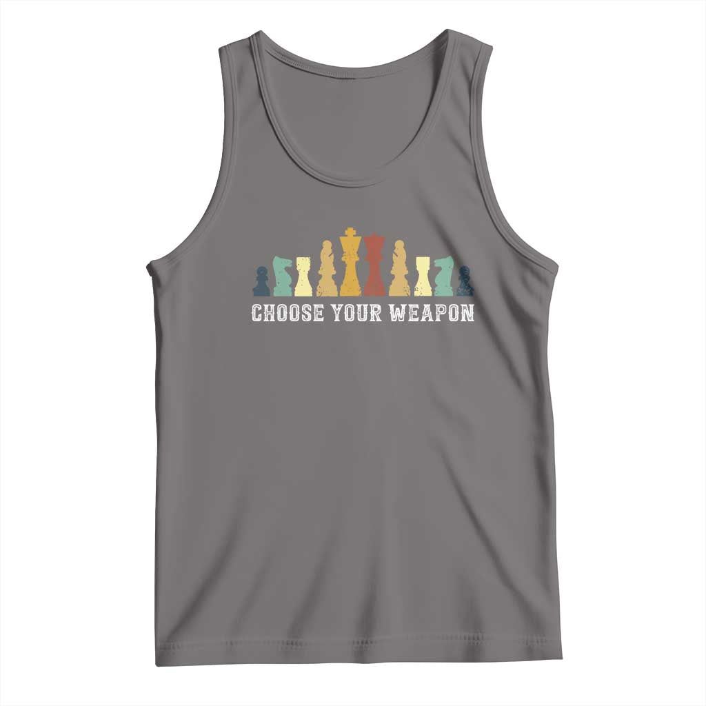 Chess Lover Tank Top Choose Your Weapon Retro Vintage TS11 Deep Heather Print Your Wear