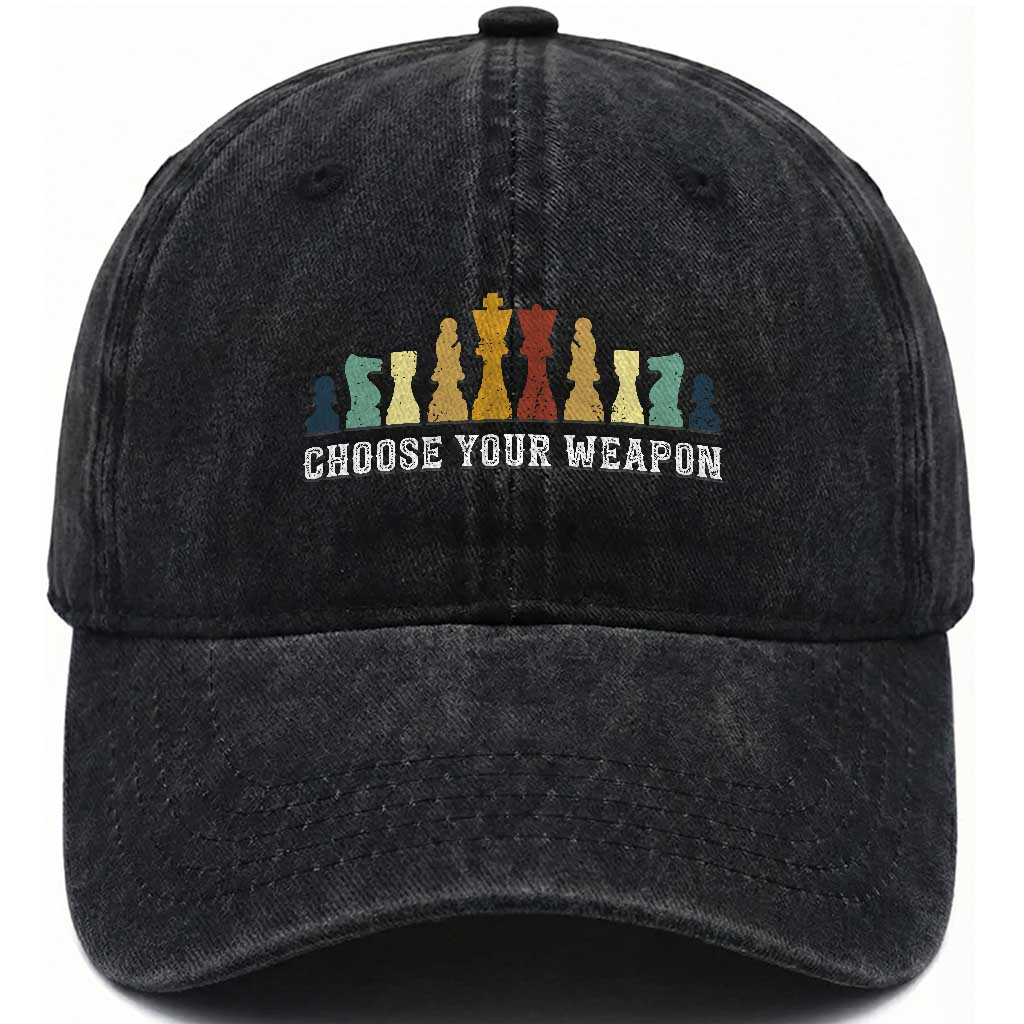 Chess Lover Washed Cotton Baseball Cap Choose Your Weapon Retro Vintage TS11 Print Your Wear