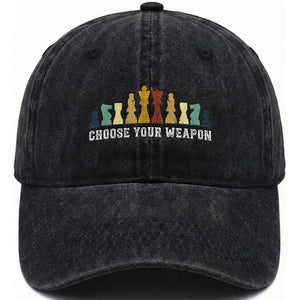 Chess Lover Washed Cotton Baseball Cap Choose Your Weapon Retro Vintage TS11 Print Your Wear