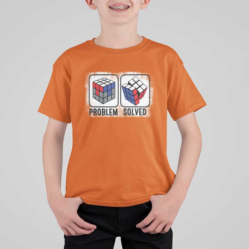 Competitive Puzzle Cube Rubik T Shirt For Kid Problem Solved Vintage Speed Cubing TS11 Orange Print Your Wear