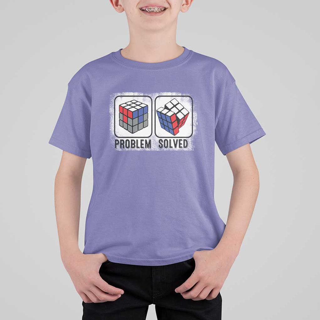 Competitive Puzzle Cube Rubik T Shirt For Kid Problem Solved Vintage Speed Cubing TS11 Violet Print Your Wear