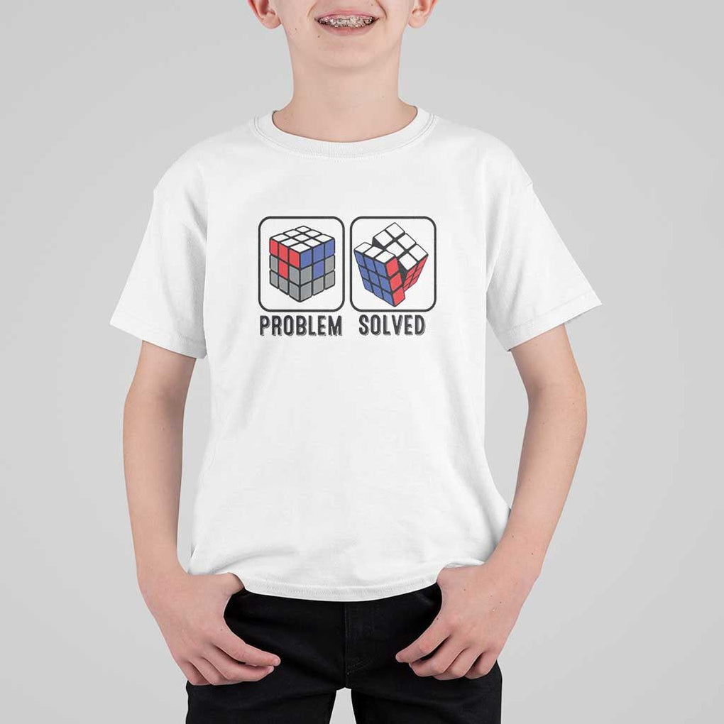Competitive Puzzle Cube Rubik T Shirt For Kid Problem Solved Vintage Speed Cubing TS11 White Print Your Wear