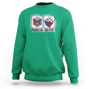 Competitive Puzzle Cube Rubik Sweatshirt Problem Solved Vintage Speed Cubing TS11 Irish Green Print Your Wear