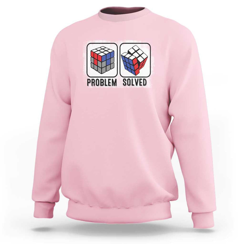 Competitive Puzzle Cube Rubik Sweatshirt Problem Solved Vintage Speed Cubing TS11 Light Pink Print Your Wear