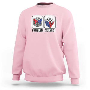 Competitive Puzzle Cube Rubik Sweatshirt Problem Solved Vintage Speed Cubing TS11 Light Pink Print Your Wear