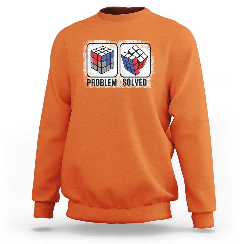 Competitive Puzzle Cube Rubik Sweatshirt Problem Solved Vintage Speed Cubing TS11 Orange Print Your Wear