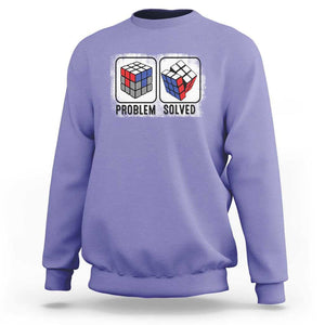 Competitive Puzzle Cube Rubik Sweatshirt Problem Solved Vintage Speed Cubing TS11 Violet Print Your Wear