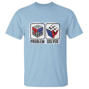 Competitive Puzzle Cube Rubik T Shirt Problem Solved Vintage Speed Cubing TS11 Light Blue Print Your Wear