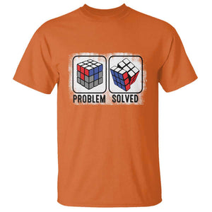 Competitive Puzzle Cube Rubik T Shirt Problem Solved Vintage Speed Cubing TS11 Orange Print Your Wear