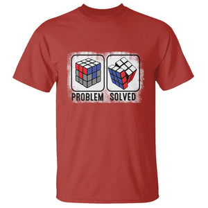 Competitive Puzzle Cube Rubik T Shirt Problem Solved Vintage Speed Cubing TS11 Red Print Your Wear