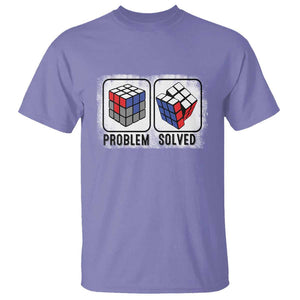 Competitive Puzzle Cube Rubik T Shirt Problem Solved Vintage Speed Cubing TS11 Violet Print Your Wear