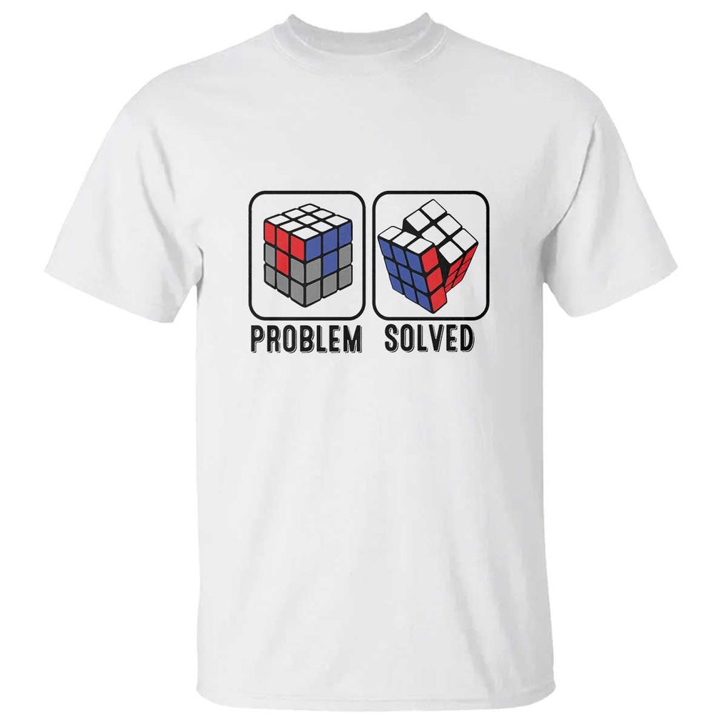 Competitive Puzzle Cube Rubik T Shirt Problem Solved Vintage Speed Cubing TS11 White Print Your Wear