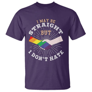 LGBT Gay Pride T Shirt I May Be Straight But I Don't Hate Rainbow Flag Hand TS11 Purple Print Your Wear