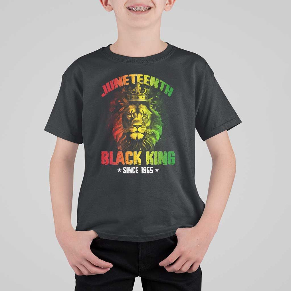 Juneteenth Black King Since 1865 T Shirt For Kid Cool Awesome Lion Flag TS11 Black Print Your Wear