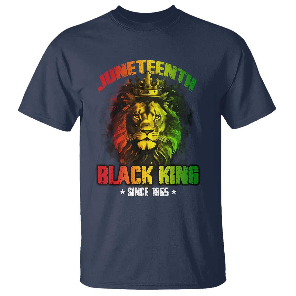 Juneteenth Black King Since 1865 T Shirt Cool Awesome Lion Flag TS11 Navy Print Your Wear