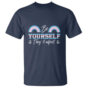 Transgender T Shirt Be Yourself They'll Adjust Vintage Rainbow Trans Pride Flag LGBT TS11 Navy Print Your Wear