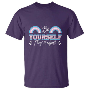 Transgender T Shirt Be Yourself They'll Adjust Vintage Rainbow Trans Pride Flag LGBT TS11 Purple Print Your Wear