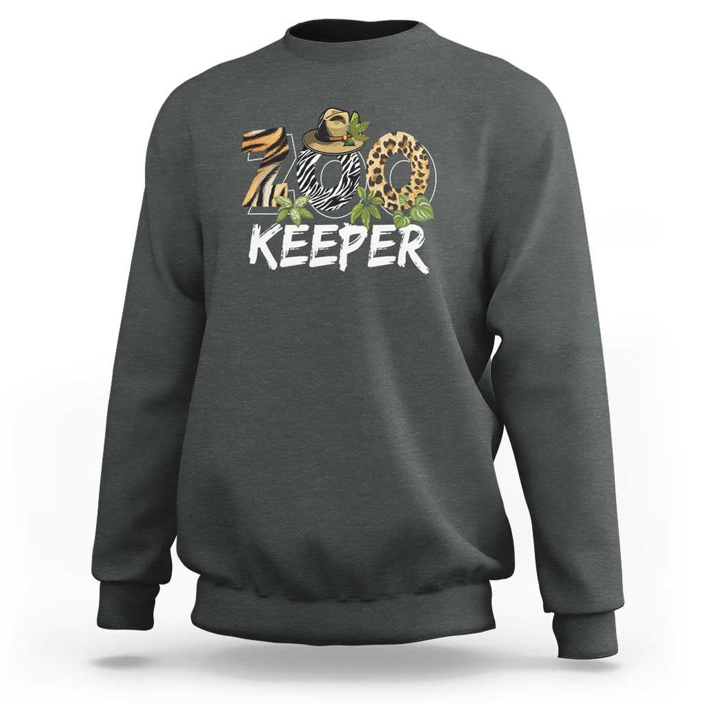 Zookeeper Sweatshirt Animals Cute Zoo Wildlife Lover TS11 Dark Heather Print Your Wear