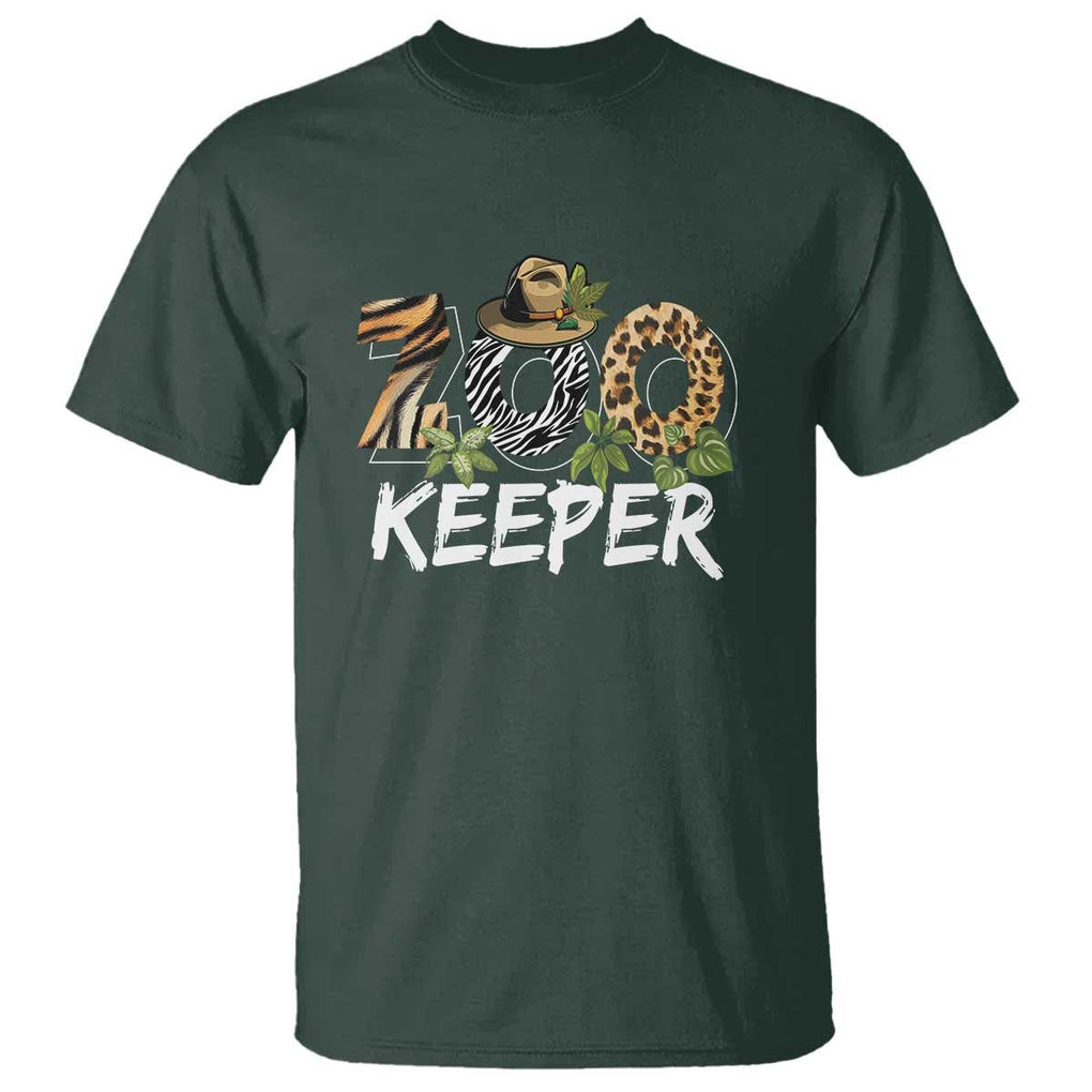 Zookeeper T Shirt Animals Cute Zoo Wildlife Lover TS11 Dark Forest Green Print Your Wear