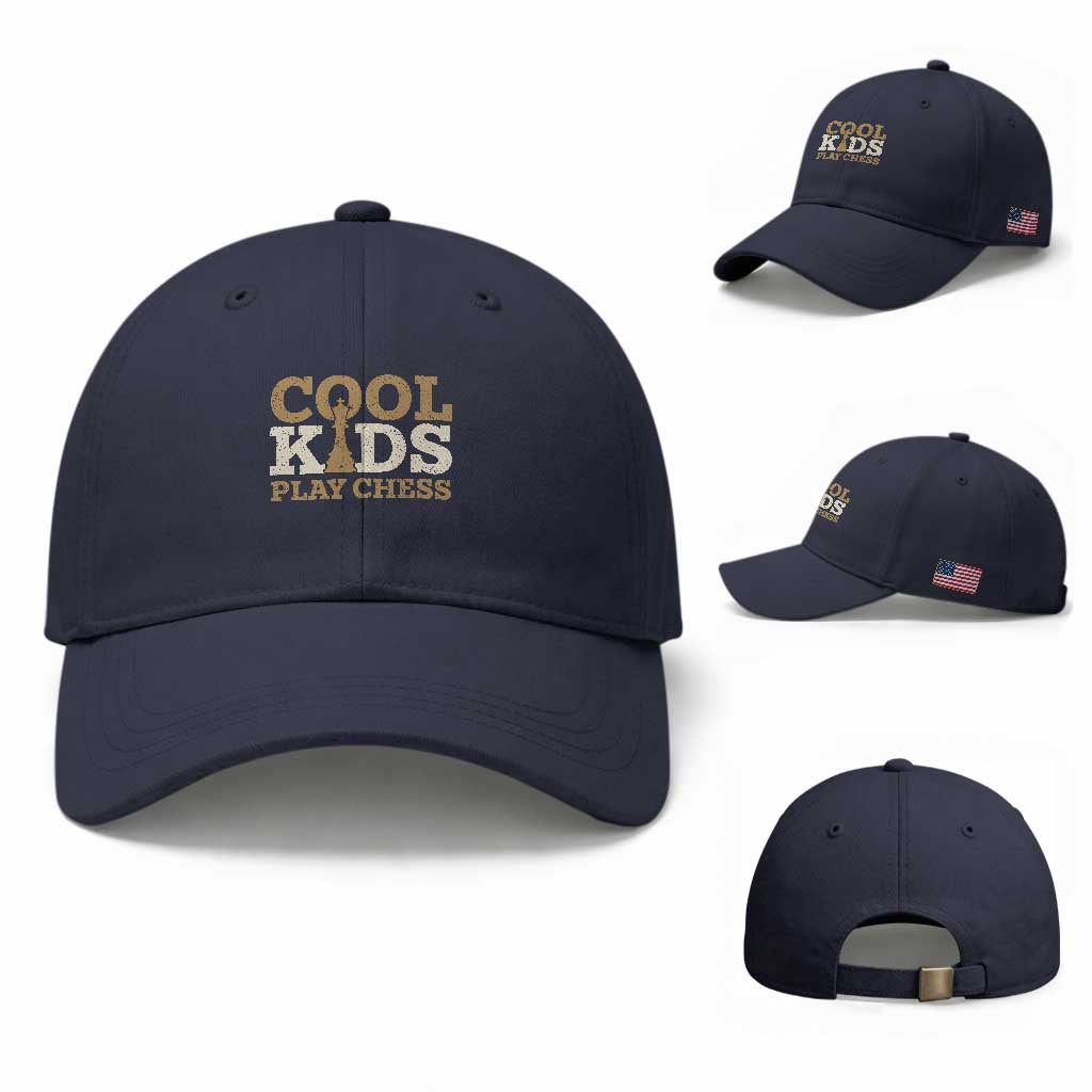 Chess Lover Baseball Cap Cool Kids Play Chess Vintage King TS11 Baseball Cap Universal Fit Navy Print Your Wear