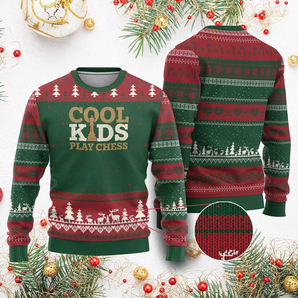 Chess Lover Ugly Christmas Sweater Cool Kids Play Chess Vintage King TS11 Red Green Print Your Wear