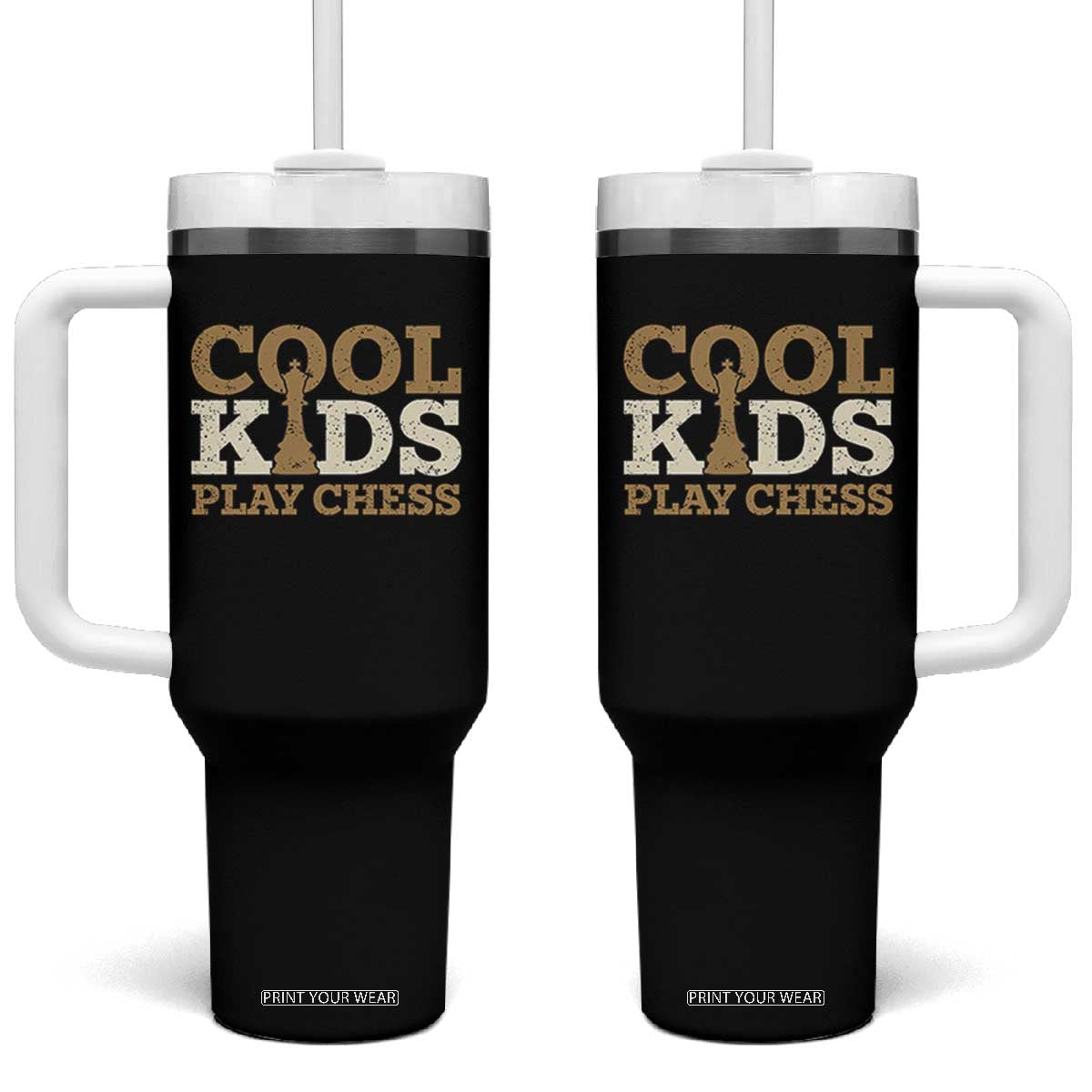Chess Lover Tumbler With Handle Cool Kids Play Chess Vintage King TS11 One Size: 40 oz Black Print Your Wear