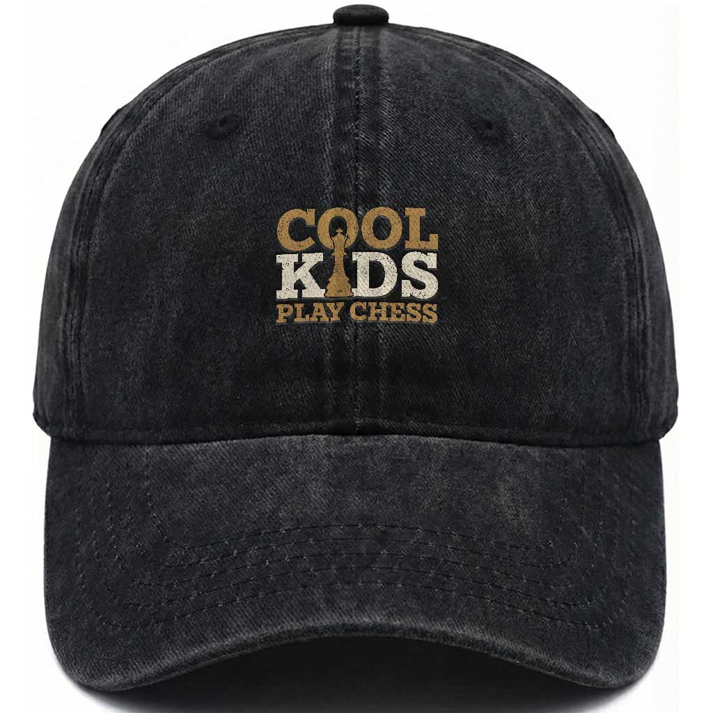 Chess Lover Washed Cotton Baseball Cap Cool Kids Play Chess Vintage King TS11 Print Your Wear