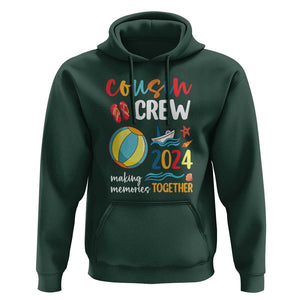 Cousin Crew 2024 Making Memories Together Hoodie Summer Vacation Beach Family Trips Matching Ocean Wave TS11 Dark Forest Green Print Your Wear