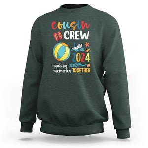 Cousin Crew 2024 Making Memories Together Sweatshirt Summer Vacation Beach Family Trips Matching Ocean Wave TS11 Dark Forest Green Print Your Wear