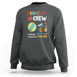 Cousin Crew 2024 Making Memories Together Sweatshirt Summer Vacation Beach Family Trips Matching Ocean Wave TS11 Dark Heather Print Your Wear