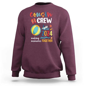 Cousin Crew 2024 Making Memories Together Sweatshirt Summer Vacation Beach Family Trips Matching Ocean Wave TS11 Maroon Print Your Wear