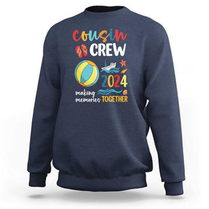 Cousin Crew 2024 Making Memories Together Sweatshirt Summer Vacation Beach Family Trips Matching Ocean Wave TS11 Navy Print Your Wear