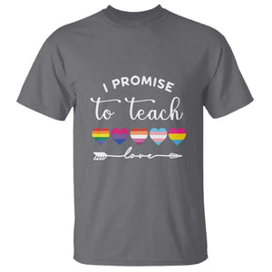 Teacher T Shirt I Promise To Teach Love LGBT-Q Pride Proud Ally Heart TS11 Charcoal Print Your Wear