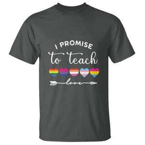 Teacher T Shirt I Promise To Teach Love LGBT-Q Pride Proud Ally Heart TS11 Dark Heather Print Your Wear