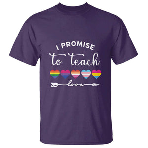 Teacher T Shirt I Promise To Teach Love LGBT-Q Pride Proud Ally Heart TS11 Purple Print Your Wear