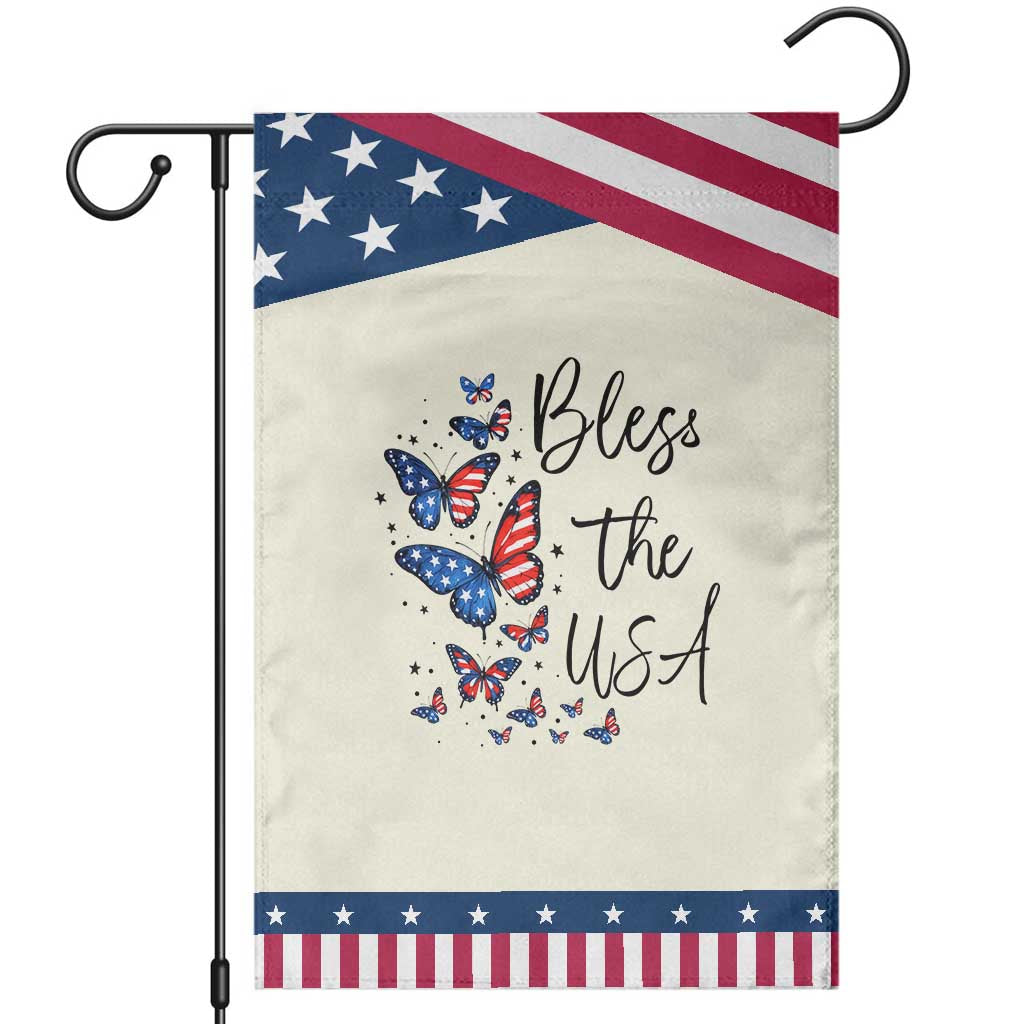 Bless The USA 4th of July Garden Flag Patriotic American Flag Butterfly Independence Day TS11 Modern Beige Blue Print Your Wear