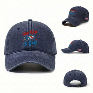 Funny Fireworks Just Here To Bang Washed Cotton Baseball Cap American Flag Firecracker Rocket TS11 Washed Cap Universal Fit Navy Print Your Wear