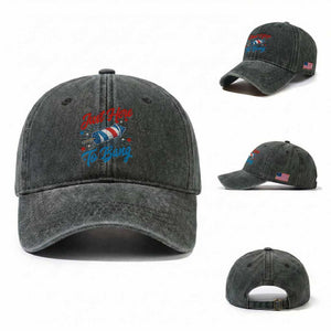 Funny Fireworks Just Here To Bang Washed Cotton Baseball Cap American Flag Firecracker Rocket TS11 Washed Cap Universal Fit Dark Green Print Your Wear