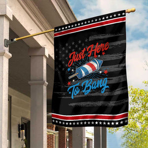 Funny Fireworks Just Here To Bang Garden Flag American Flag Firecracker Rocket TS11 Distressed Black Red Print Your Wear
