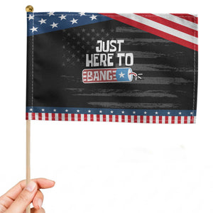Funny Fireworks Just Here To Bang Patriotic Handheld Flag American Flag Firecracker TS11 Distressed 8.2" × 5.5" Black Blue Print Your Wear