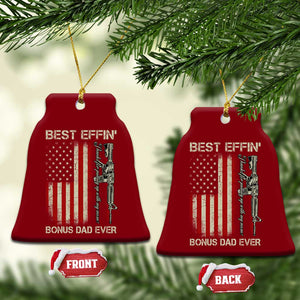 Best Effin Bonus Dad Ever Ceramic Ornament Step Dad Fathers Day Vintage American Flag TS11 Print Your Wear