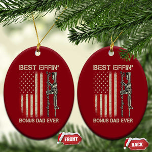 Best Effin Bonus Dad Ever Ceramic Ornament Step Dad Fathers Day Vintage American Flag TS11 Print Your Wear