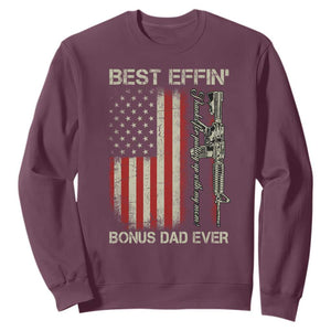 Best Effin Bonus Dad Ever Sweatshirt Step Dad Fathers Day Vintage American Flag TS11 Maroon Print Your Wear