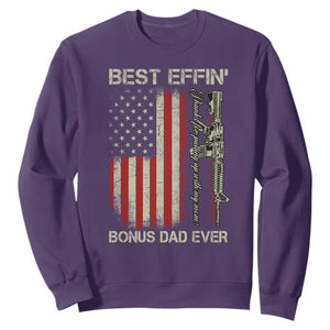 Best Effin Bonus Dad Ever Sweatshirt Step Dad Fathers Day Vintage American Flag TS11 Purple Print Your Wear